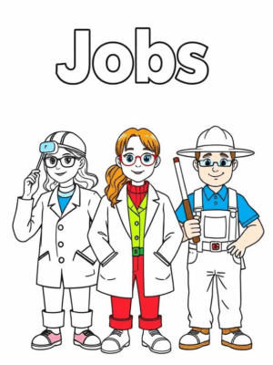 Jobs Coloring Book for Kids: 45 Pages, Fun & Educational