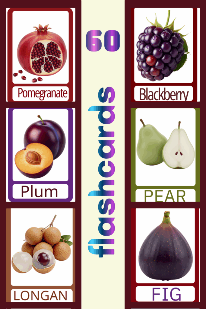 60 Fruit  Educational Flashcards for Kids